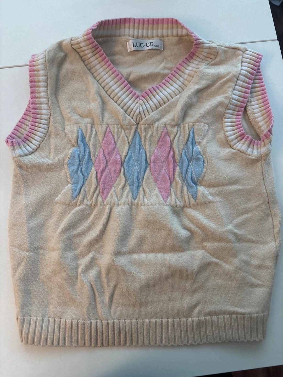 LUC-CE Argyle Knit Vest - Size S/M #cleanout