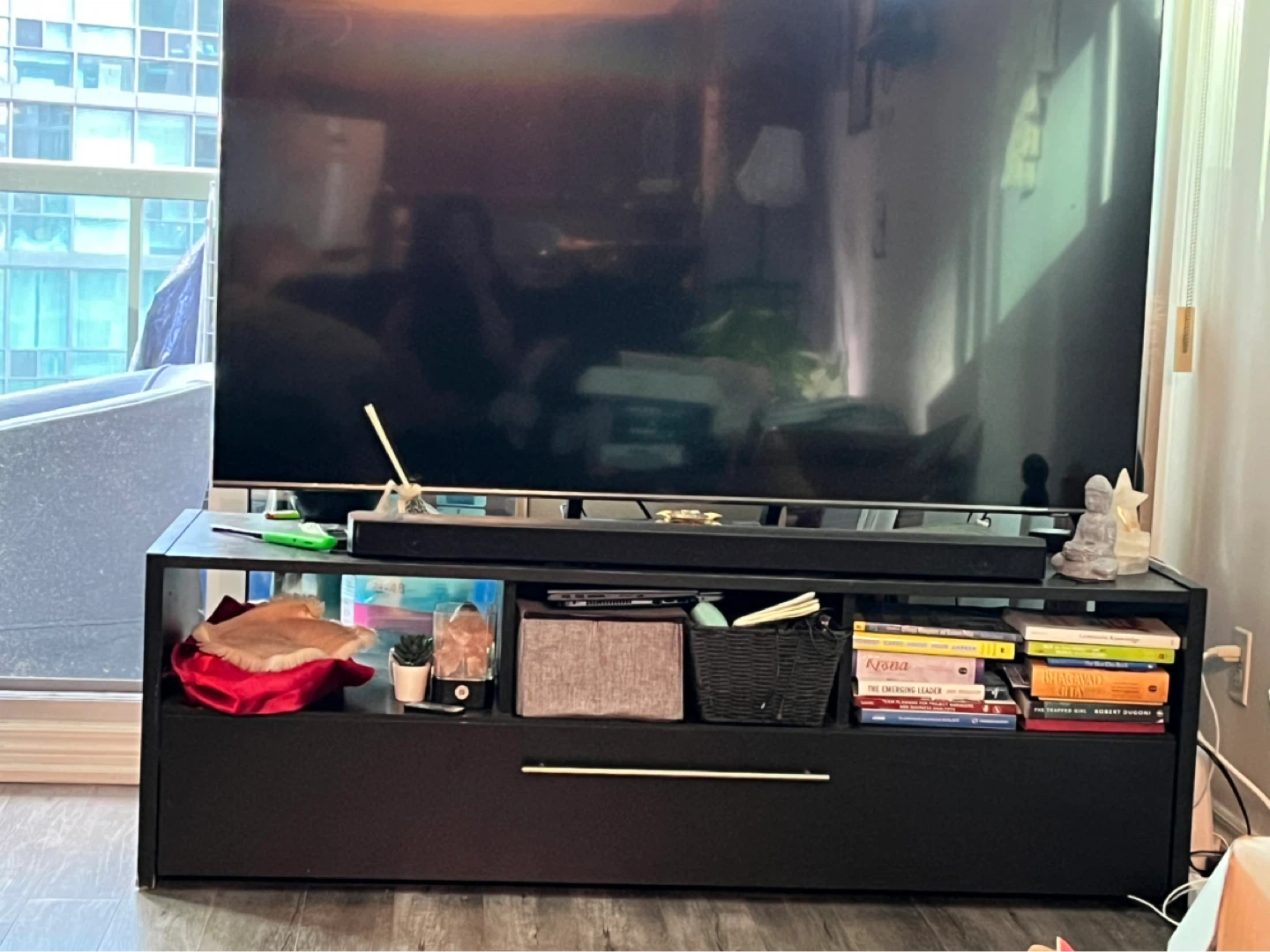 Black Media Console with Drawer