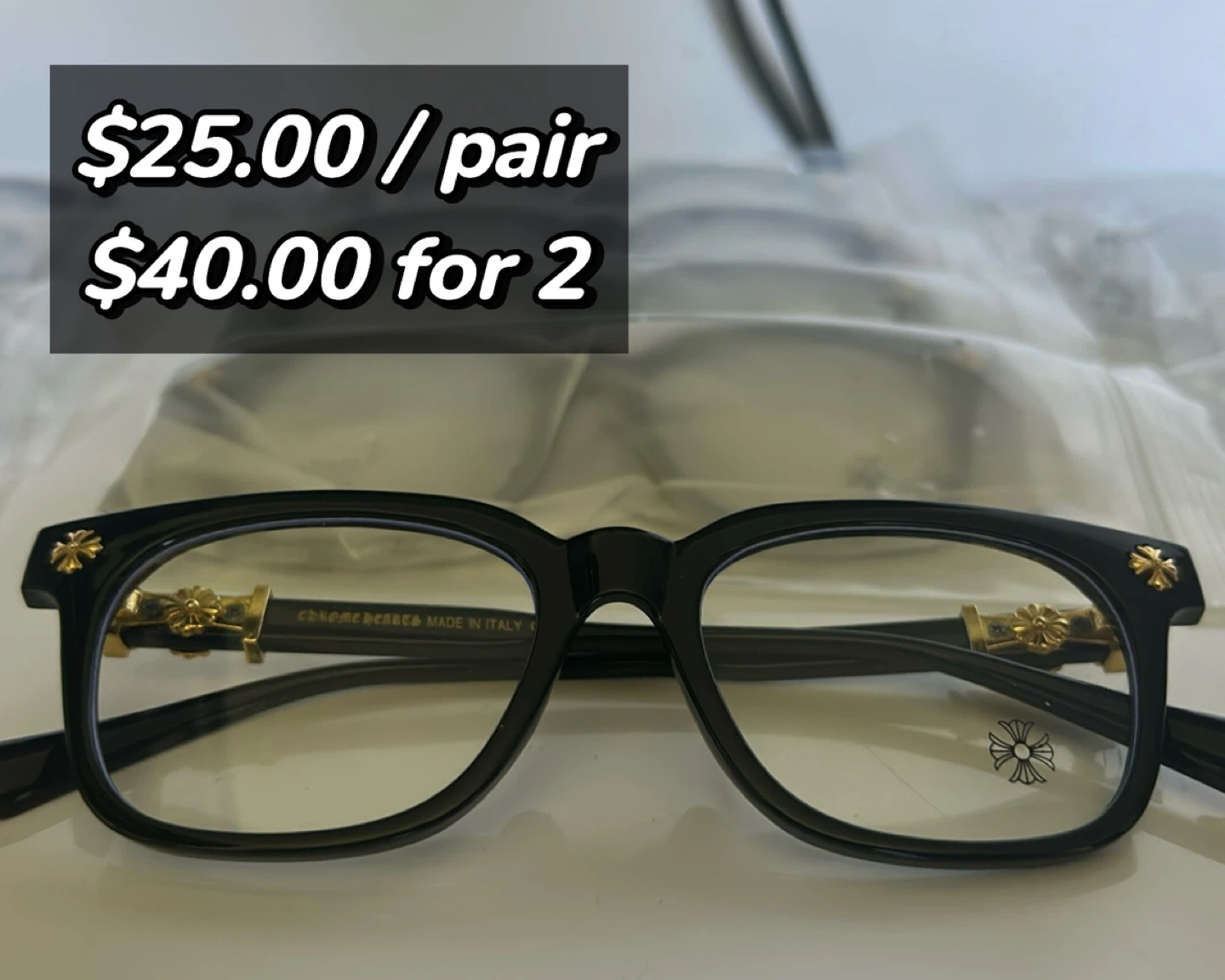 Chrome Hearts Glasses (Black / Gold)