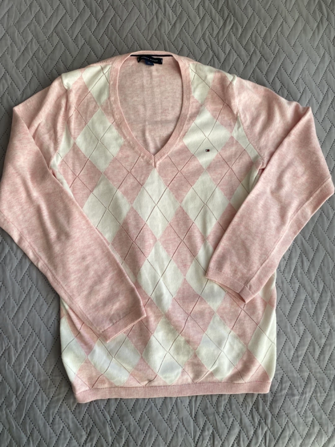 Pink argyle sweater