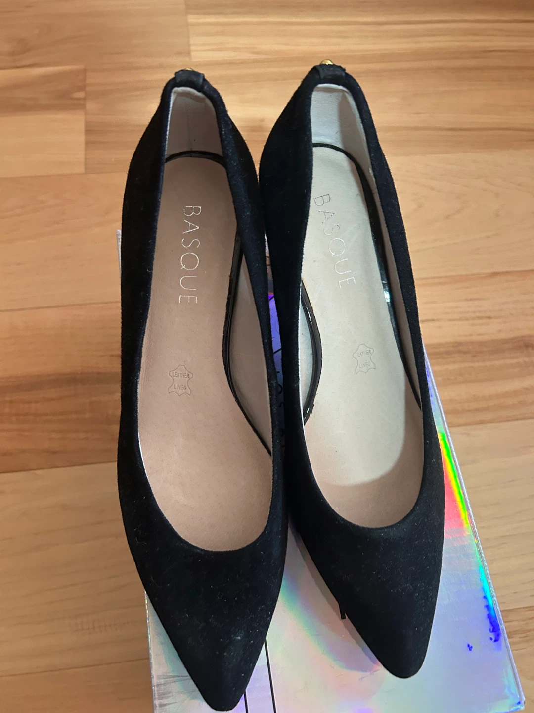 Basque Caitlyn Black Suede Heels - Size 36