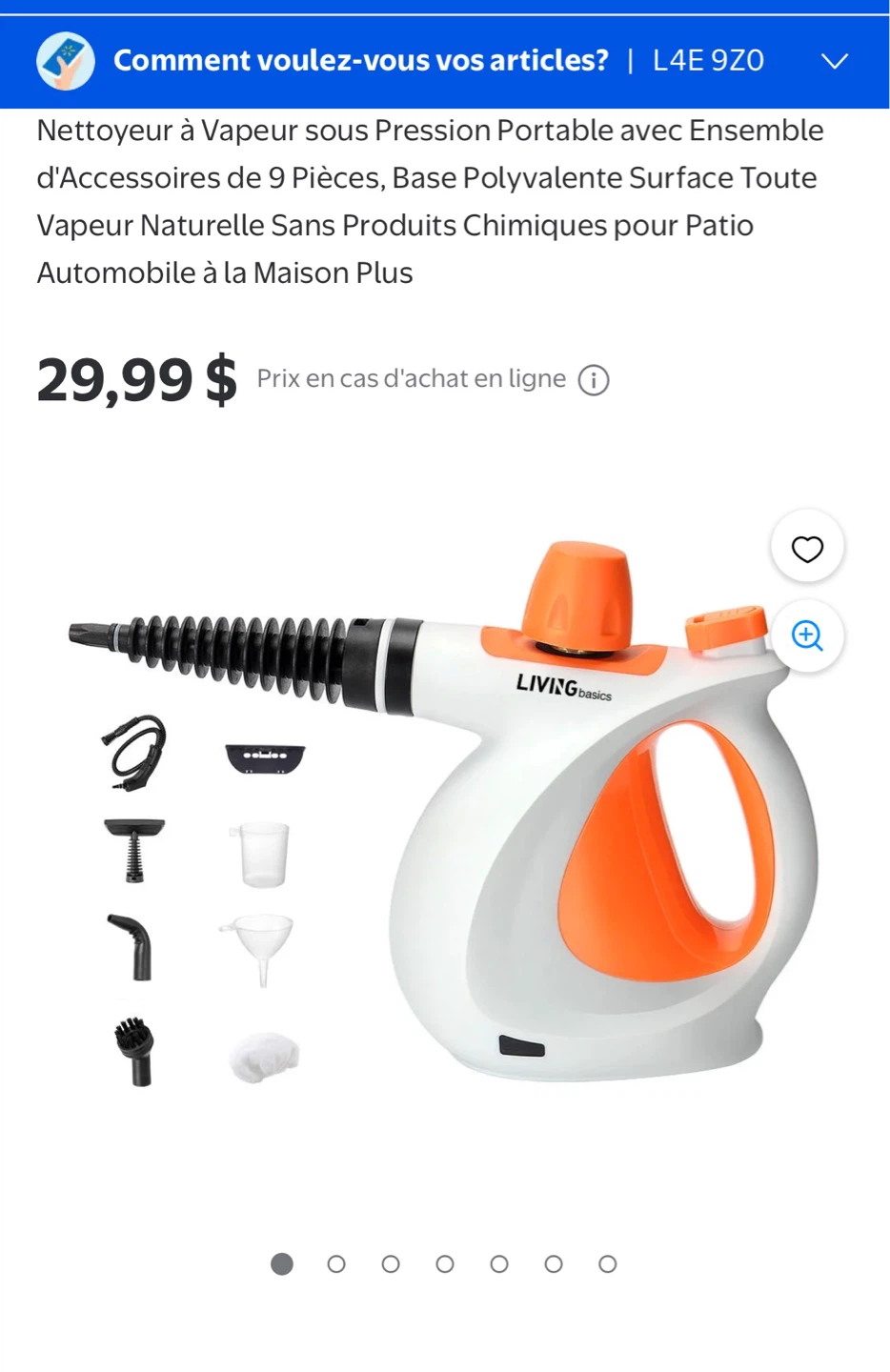 LIVING basics Handheld Steam Cleaner with 9 Accessories