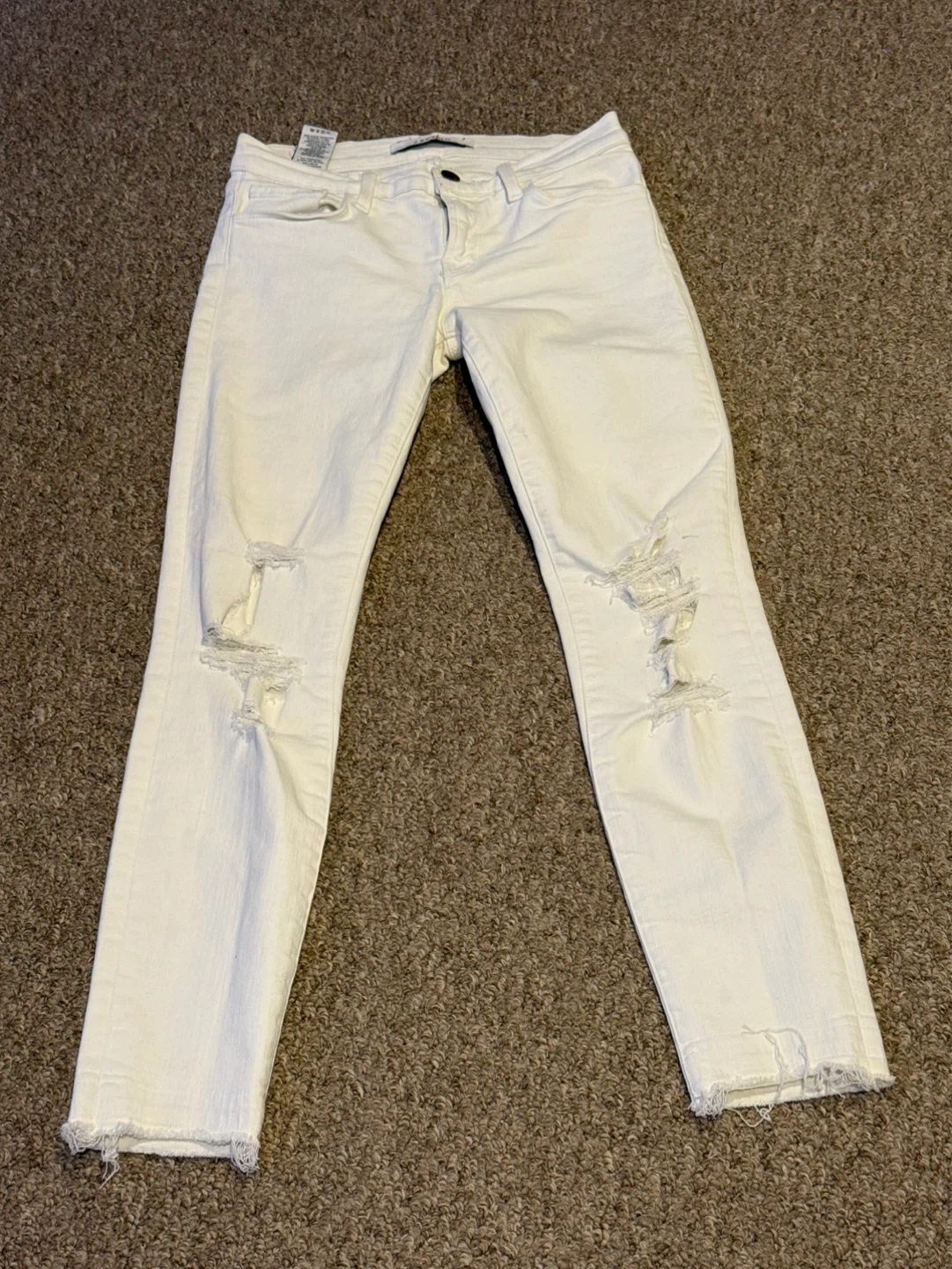 J Brand White Distressed Skinny Jeans Size 25