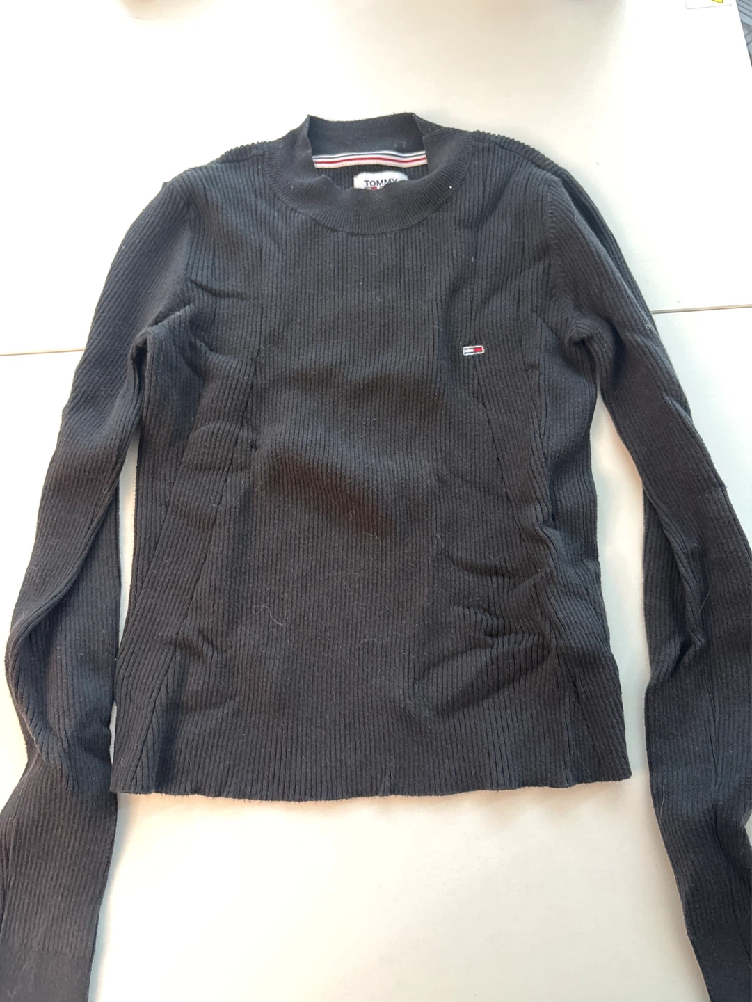 Tommy Hilfiger Black Ribbed Knit Sweater #cleanout