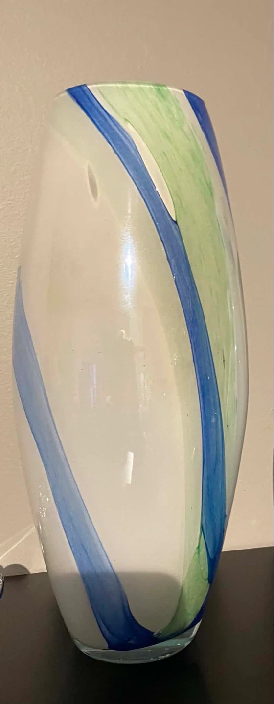 Glass Swirl Vase - Blue, Green and White