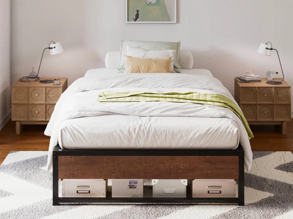 FREE!! Minimalis Industrial Metal Bed Frame with Wood Accents - photo 2