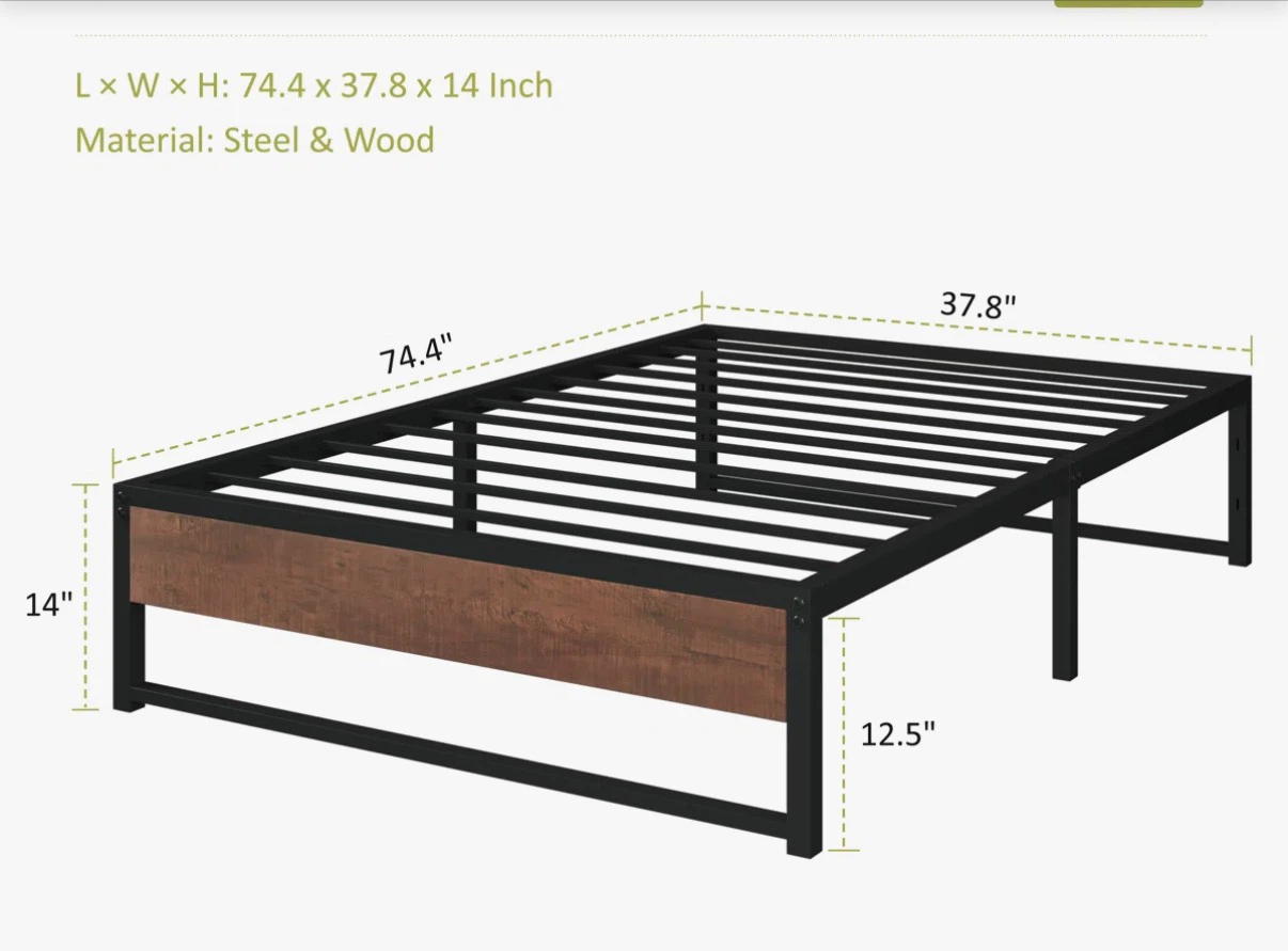 FREE!! Minimalis Industrial Metal Bed Frame with Wood Accents - photo 3