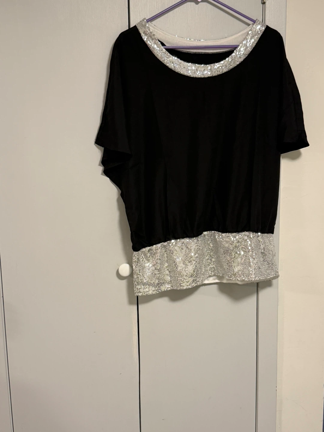 Black Sequined Top and Pants Set