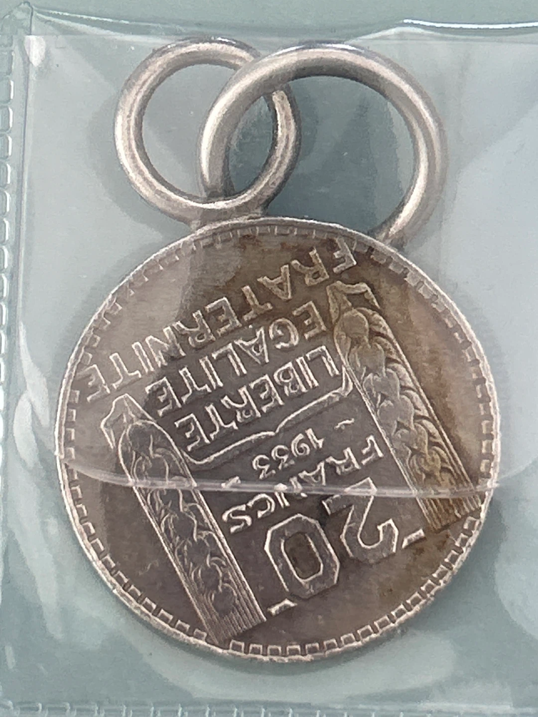 Vintage France 20 Francs Coin Pendant 1933 - photo 3