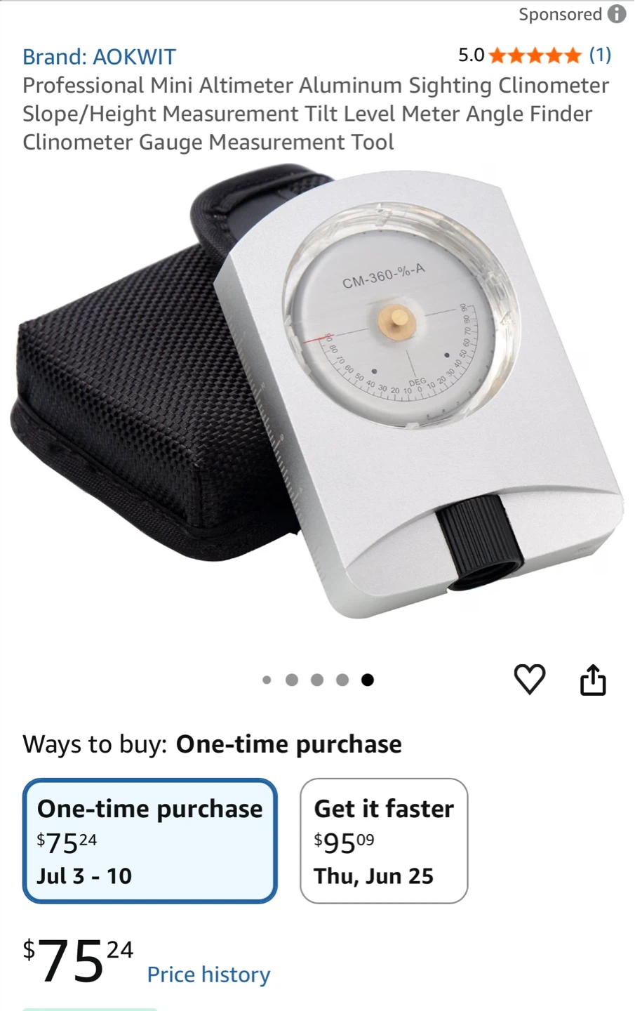 AOKWIT Professional Mini Altimeter Aluminum Sighting Clinometer