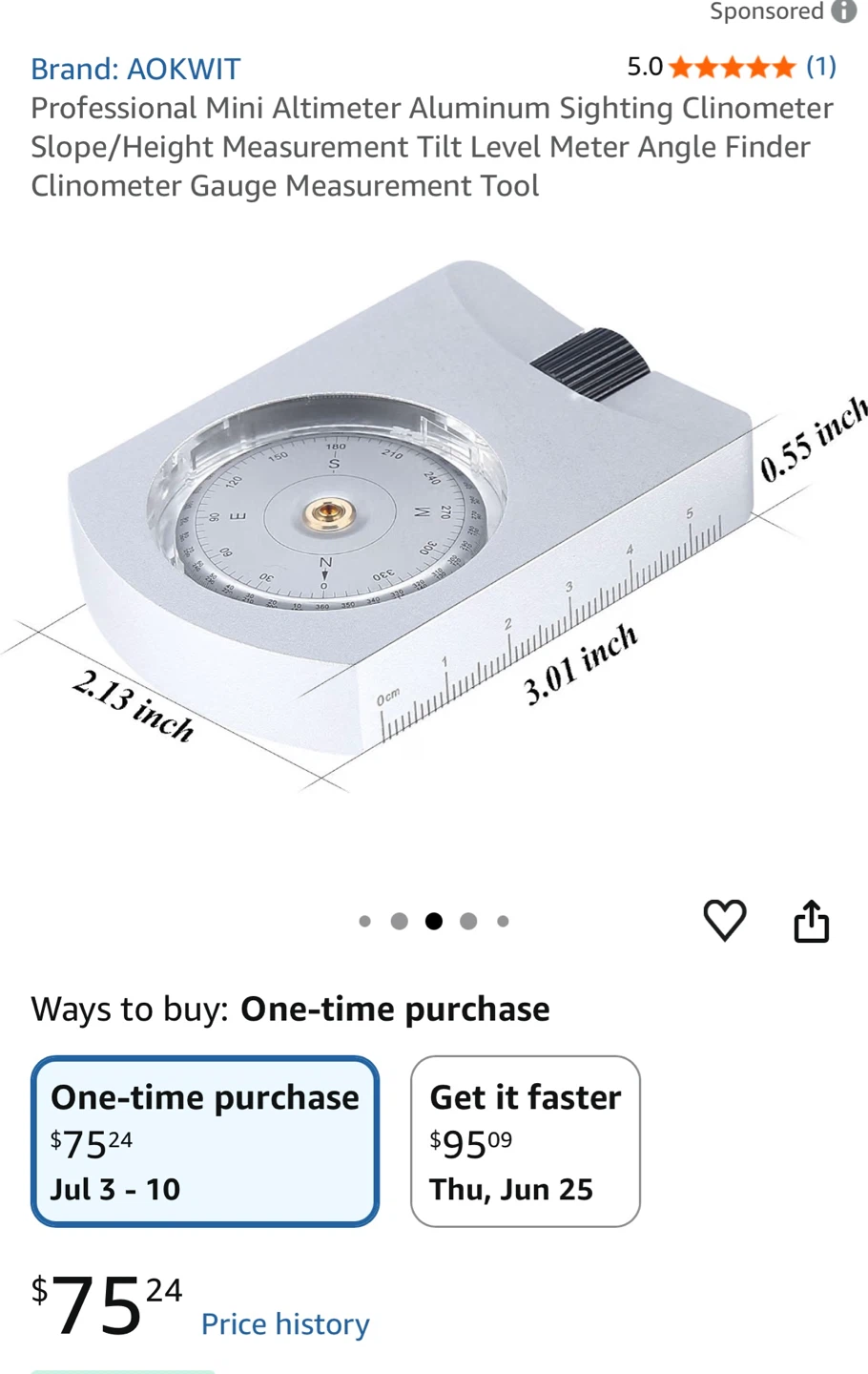 AOKWIT Professional Mini Altimeter Aluminum Sighting Clinometer - photo 3