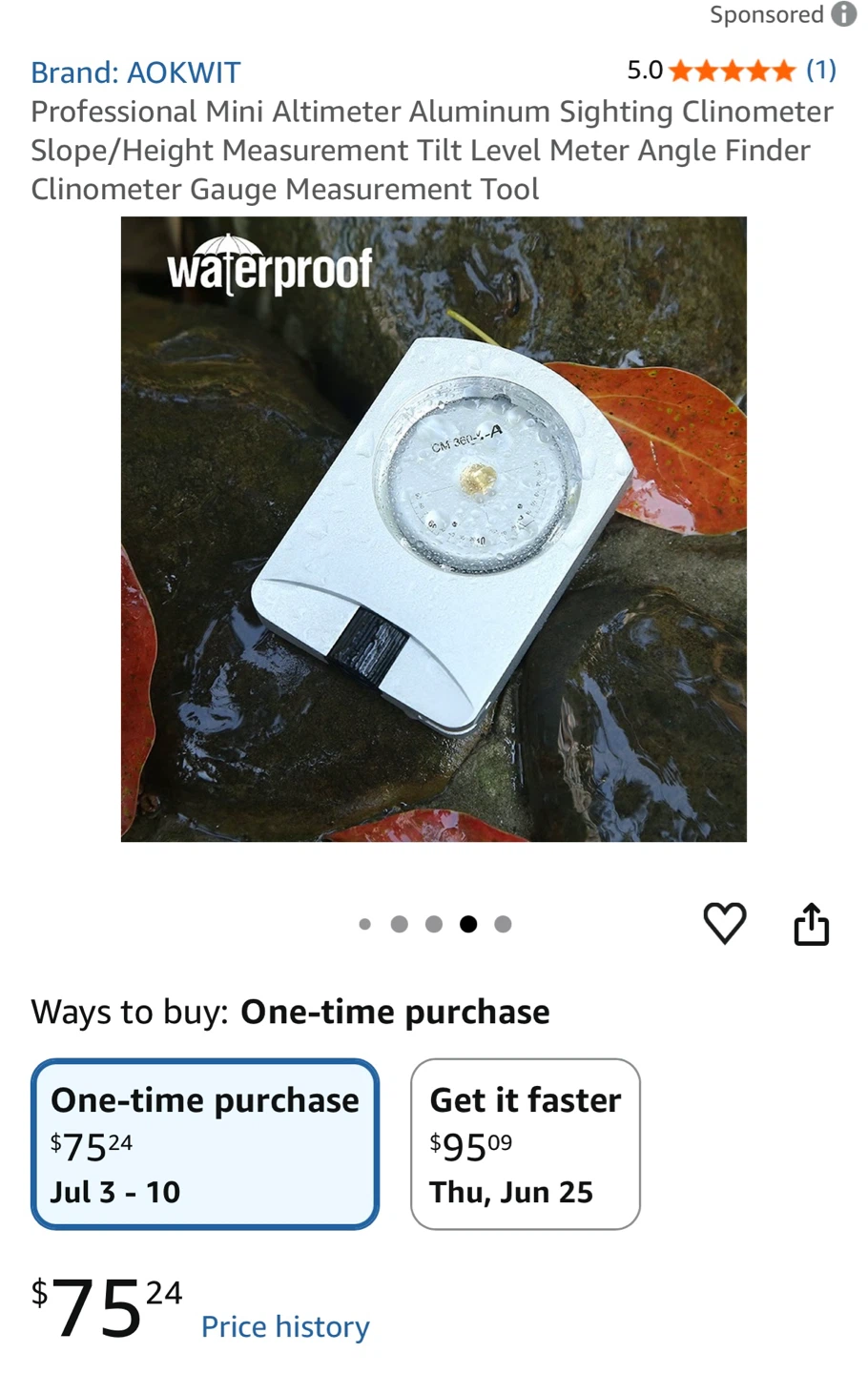 AOKWIT Professional Mini Altimeter Aluminum Sighting Clinometer - photo 2