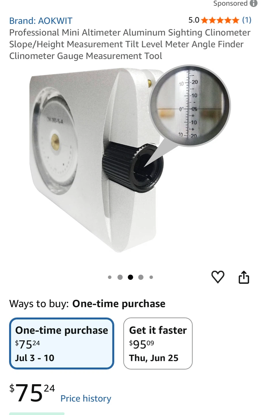 AOKWIT Professional Mini Altimeter Aluminum Sighting Clinometer - photo 4