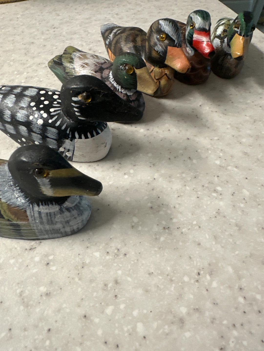 Set of 6 Hand-Painted Wooden Duck Figurines - photo 2