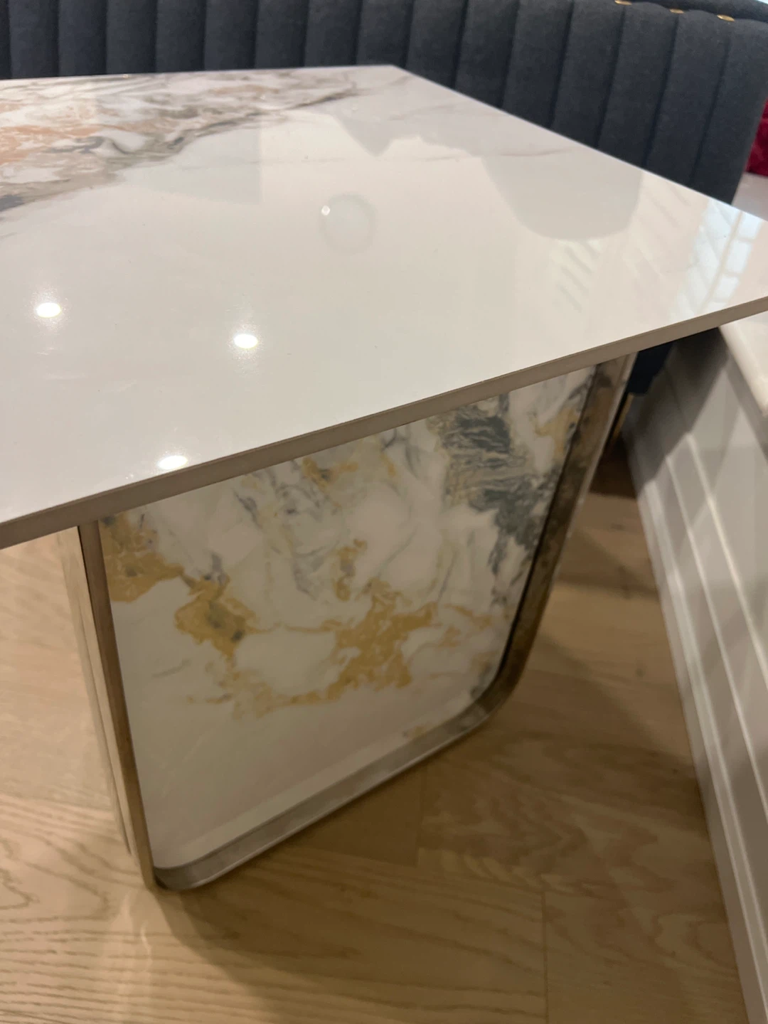 Marble Look Side Table with Gold Legs - photo 2