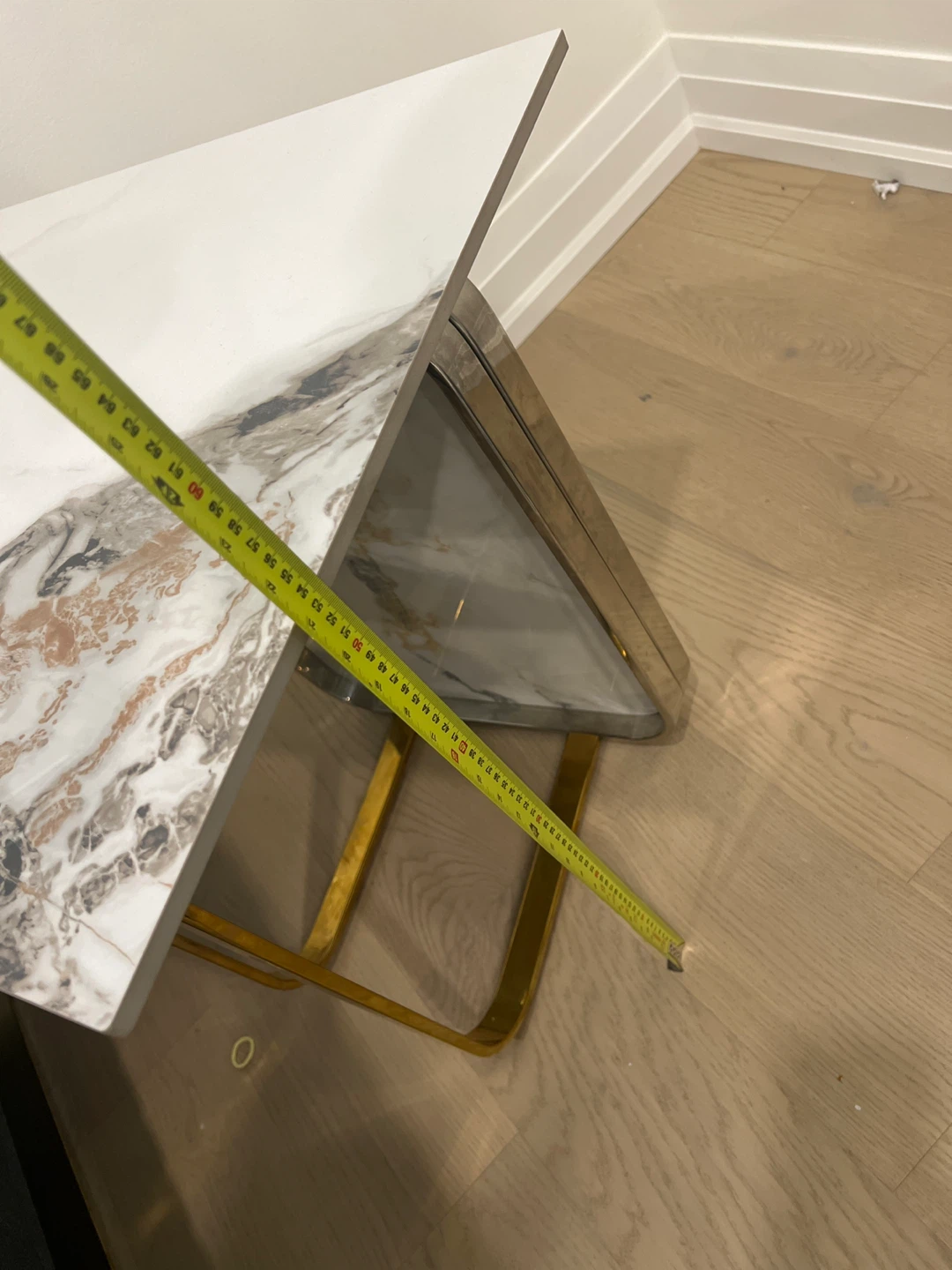 Marble Look Side Table with Gold Legs - photo 5