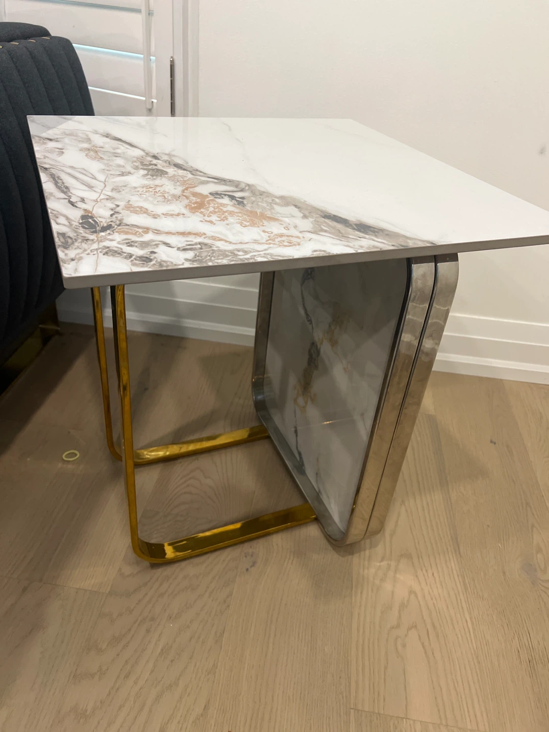 Marble Look Side Table with Gold Legs - photo 3