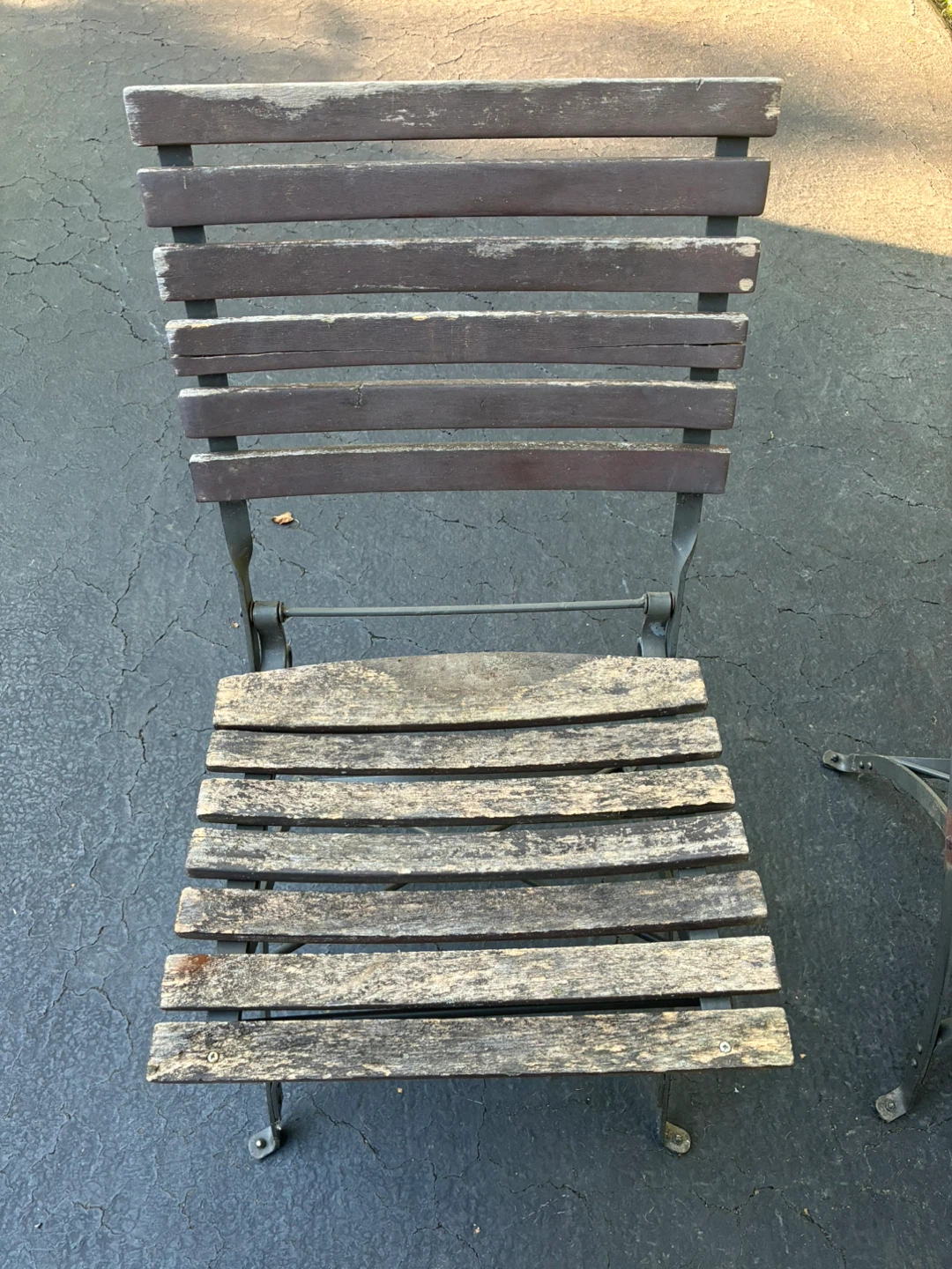 Set of 2 Vintage Folding Wood and Metal Chairs
