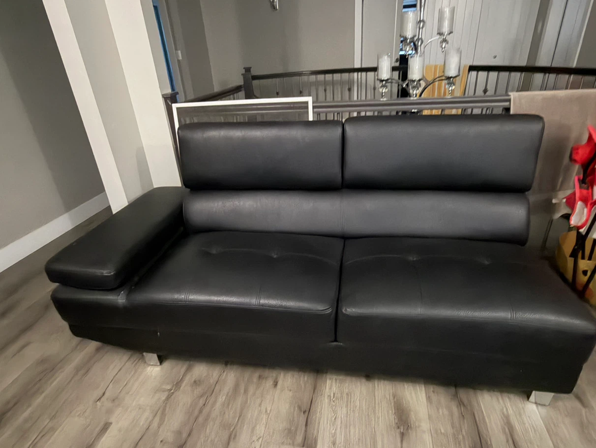 Black Faux Leather Sofa sectional couch