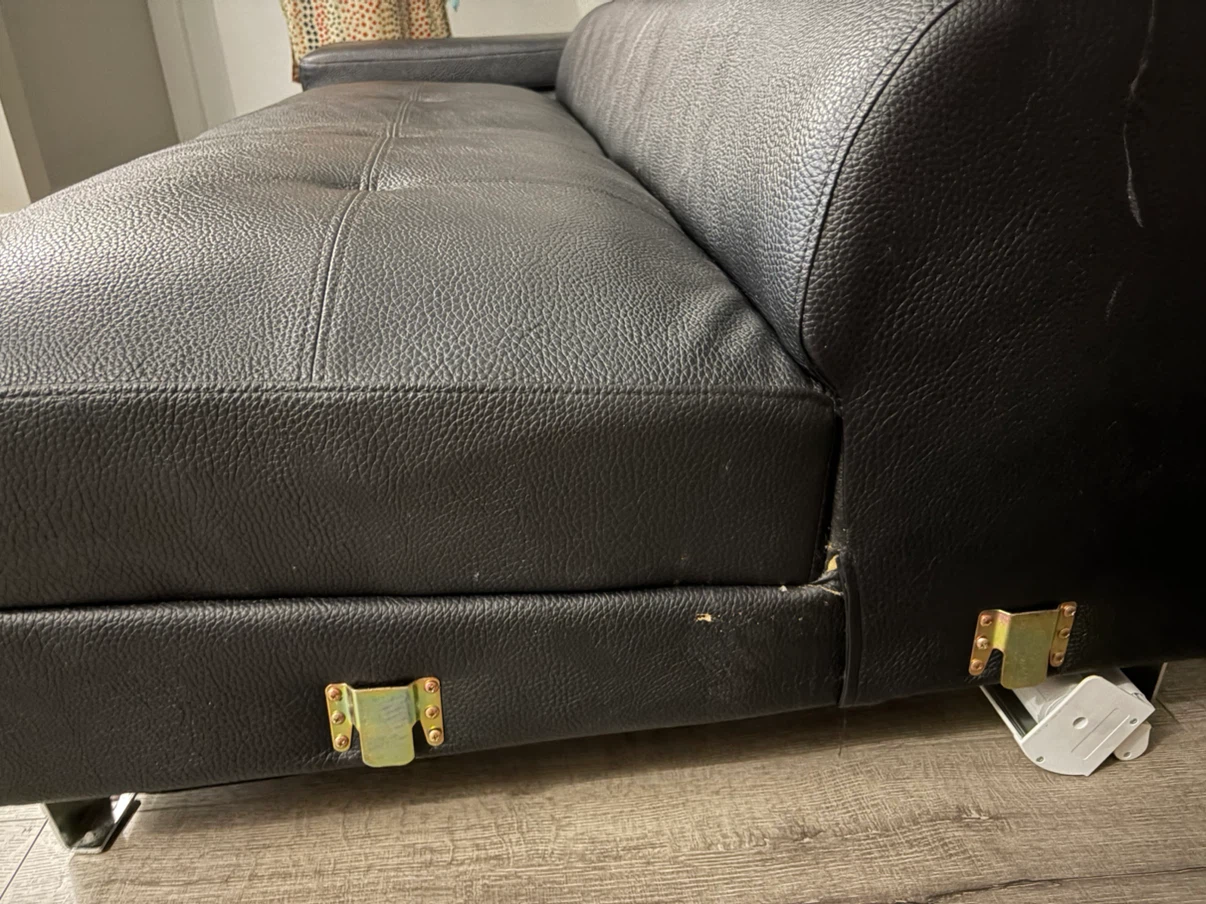 Black Faux Leather Sofa sectional couch - photo 2