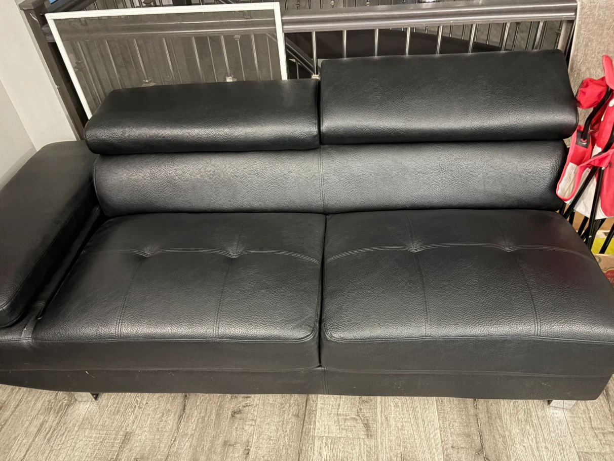 Black Faux Leather Sofa sectional couch - photo 3