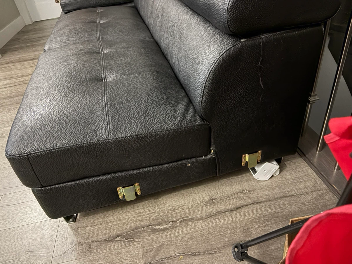 Black Faux Leather Sofa sectional couch - photo 4