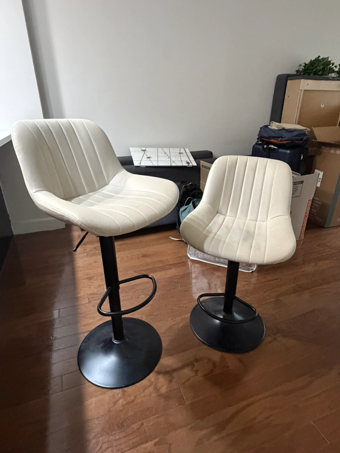 Adjustable Swivel Bar Stools (Set of 2) - Cream