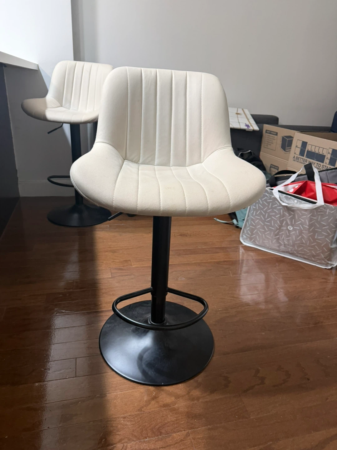 Adjustable Swivel Bar Stools (Set of 2) - Cream - photo 4
