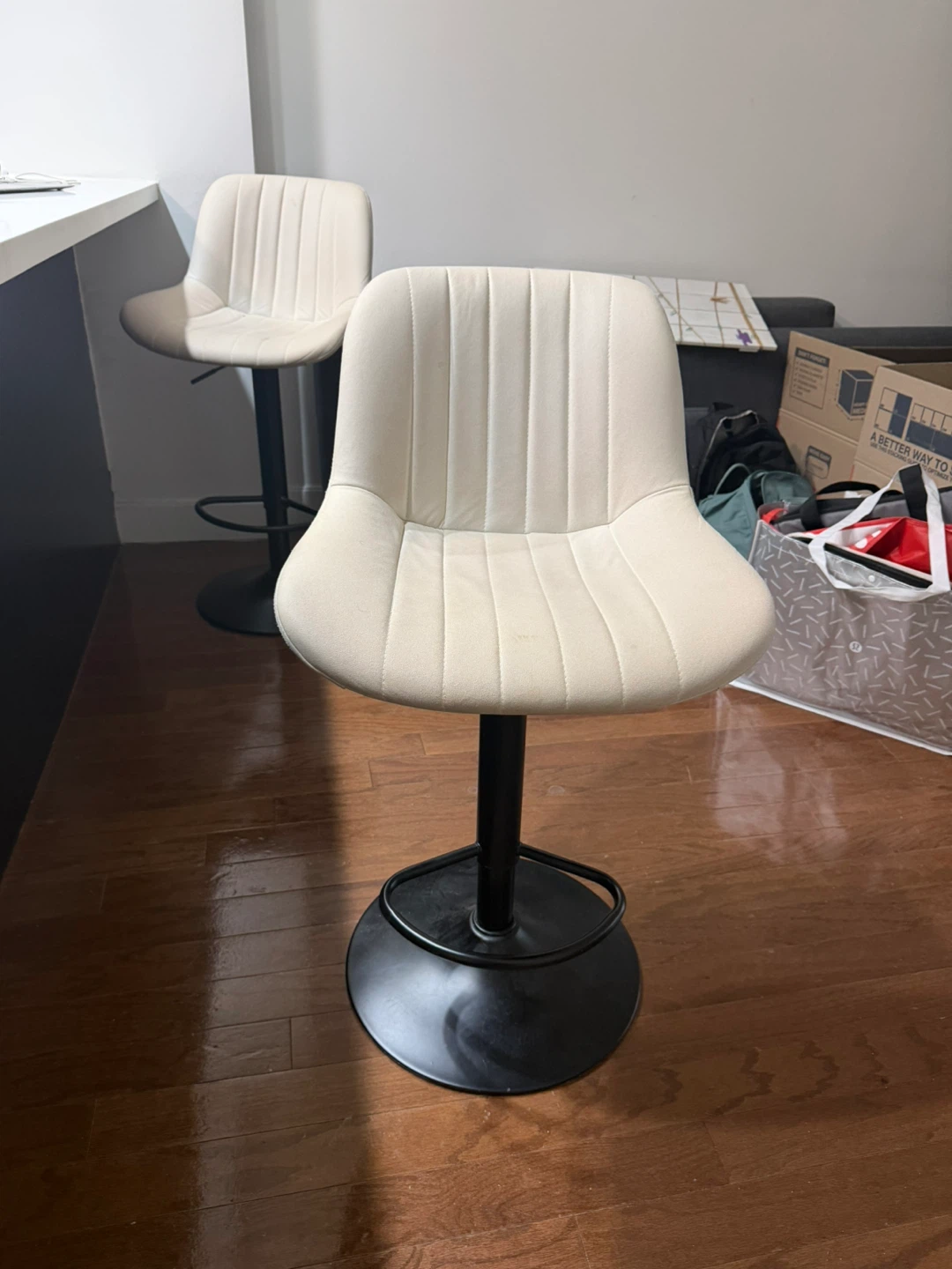 Adjustable Swivel Bar Stools (Set of 2) - Cream - photo 5