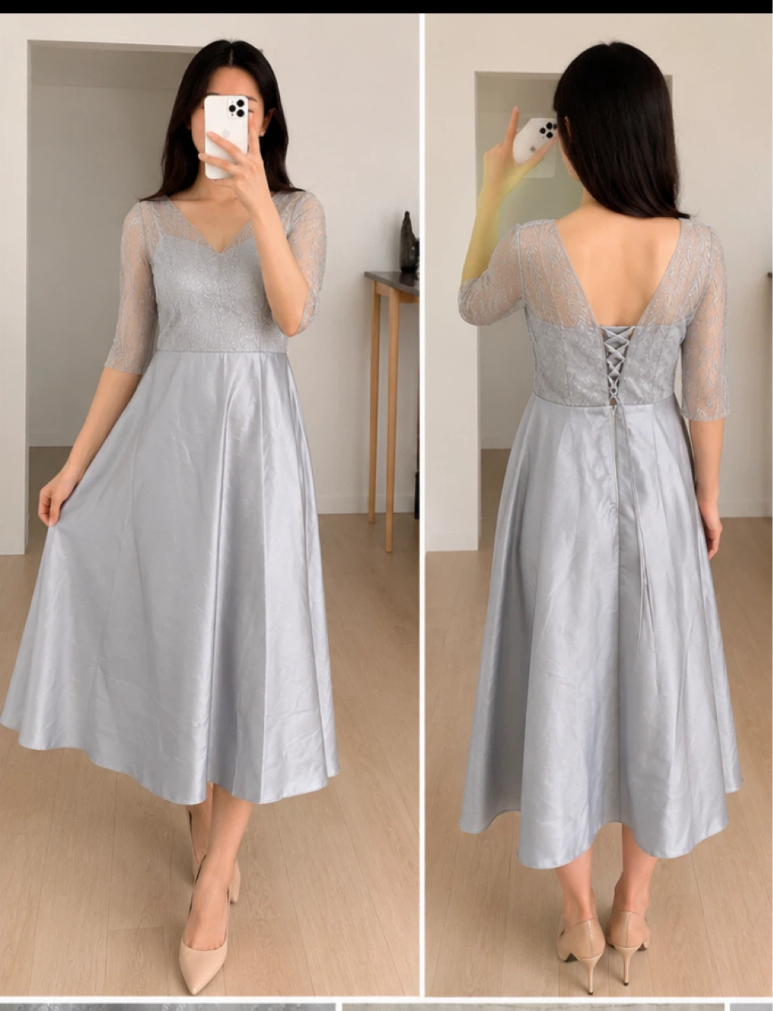 NWT Silver Grey Bridesmaid / Wedding Guest Dress - Size S