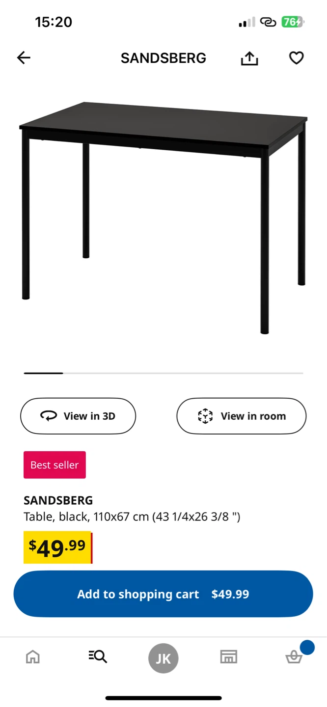 Ikea Sandsberg table, black - photo 2
