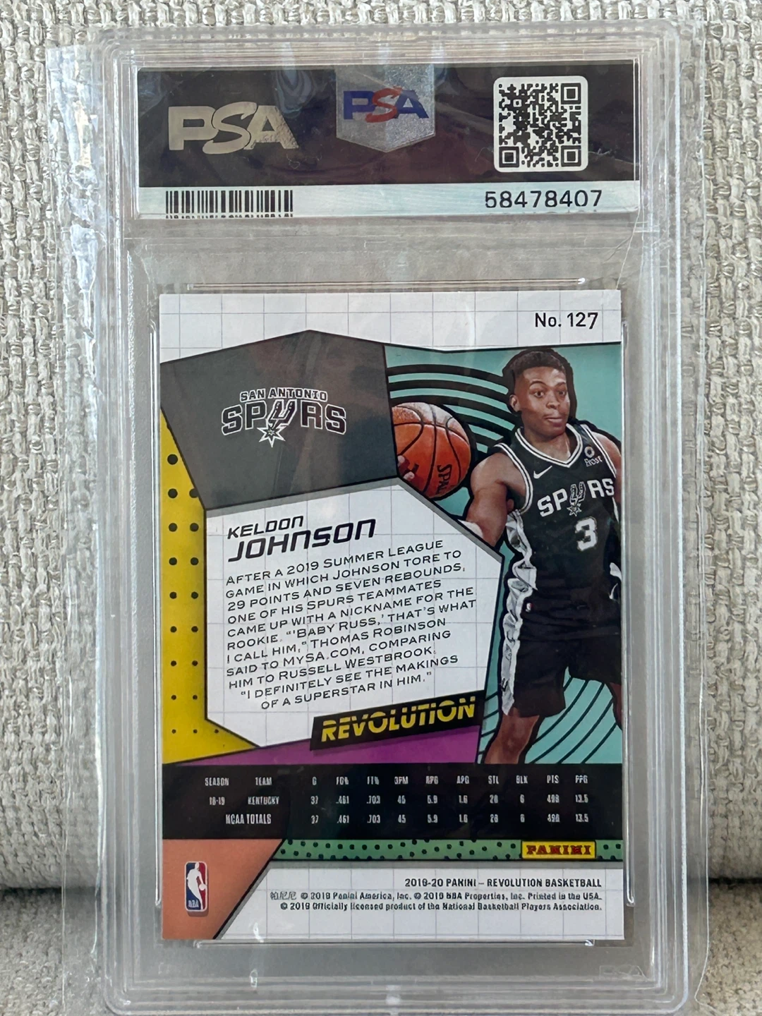 2019 Panini Revolution Keldon Johnson Rookie Card #127 - photo 3