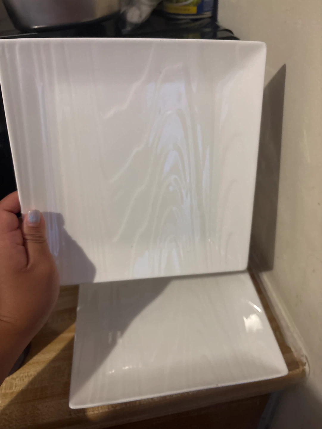Set of 2 White Square Dinner Plates⚽️ - photo 2