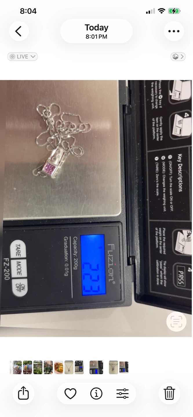 10k white gold Necklace with diamonds Pink sapphires  Pendant - photo 3