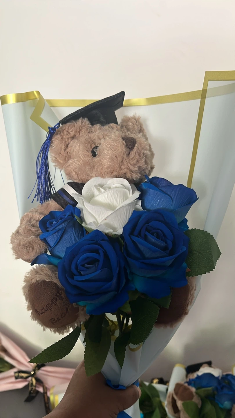 Graduation Teddy Bear and Rose Bouquet - photo 5