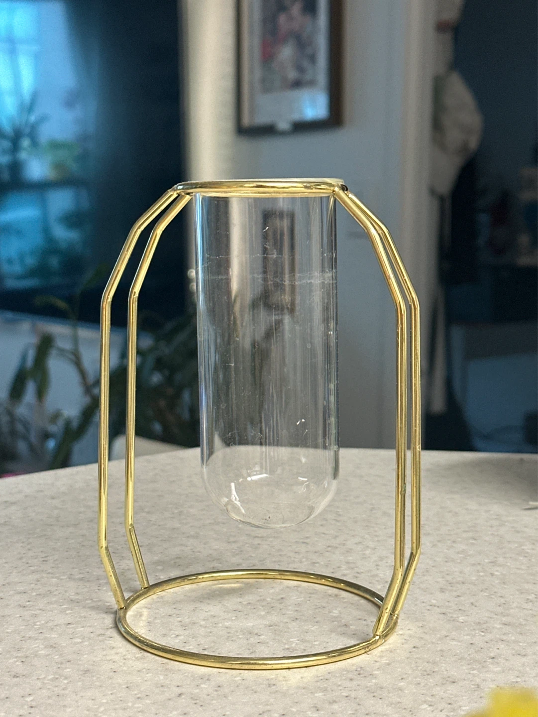 Glass bud vase with gold metal stand - photo 2