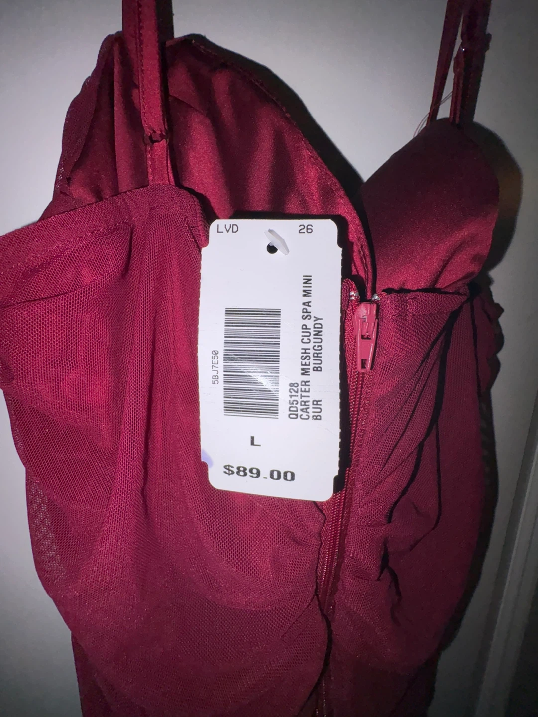 NEVER WORN LVD Carter Mesh Cup Spa Mini Dress Burgundy