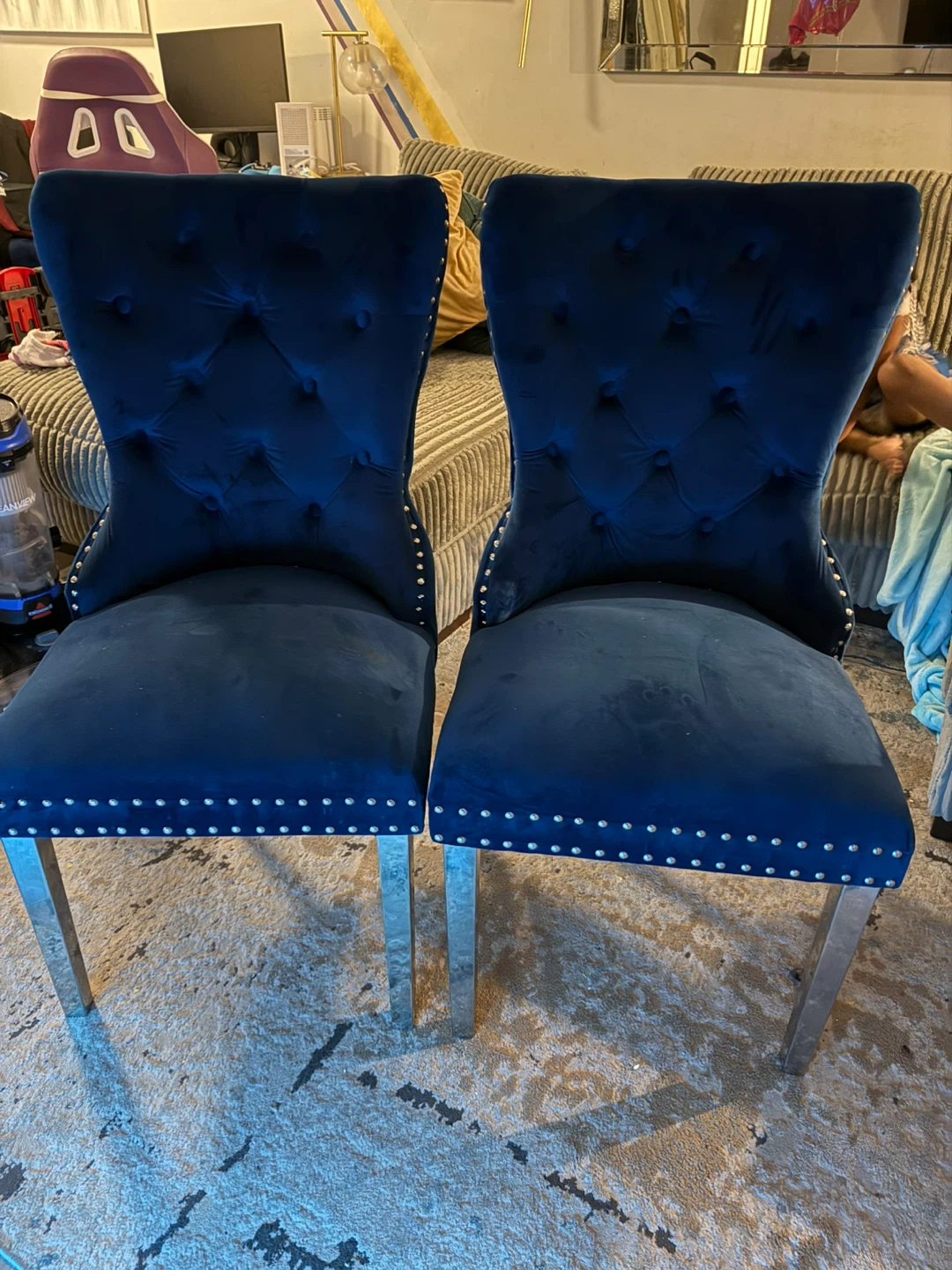 Velvet Accent Chair - Navy Blue