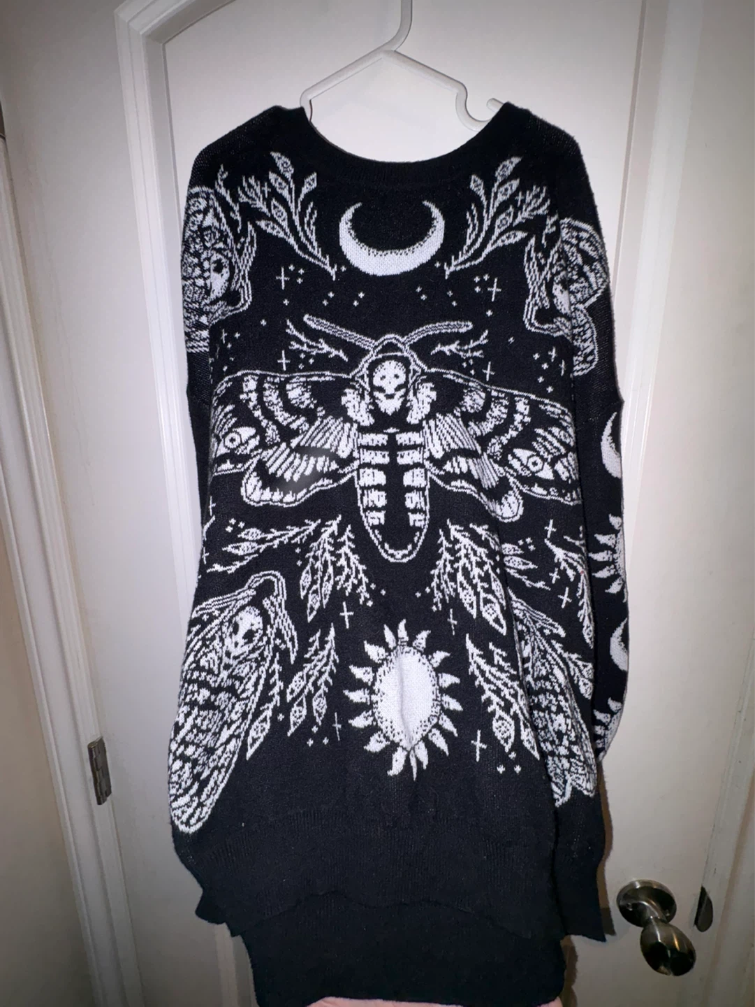 Black Knit Sweater with Celestial Moon and Sun Design - photo 3