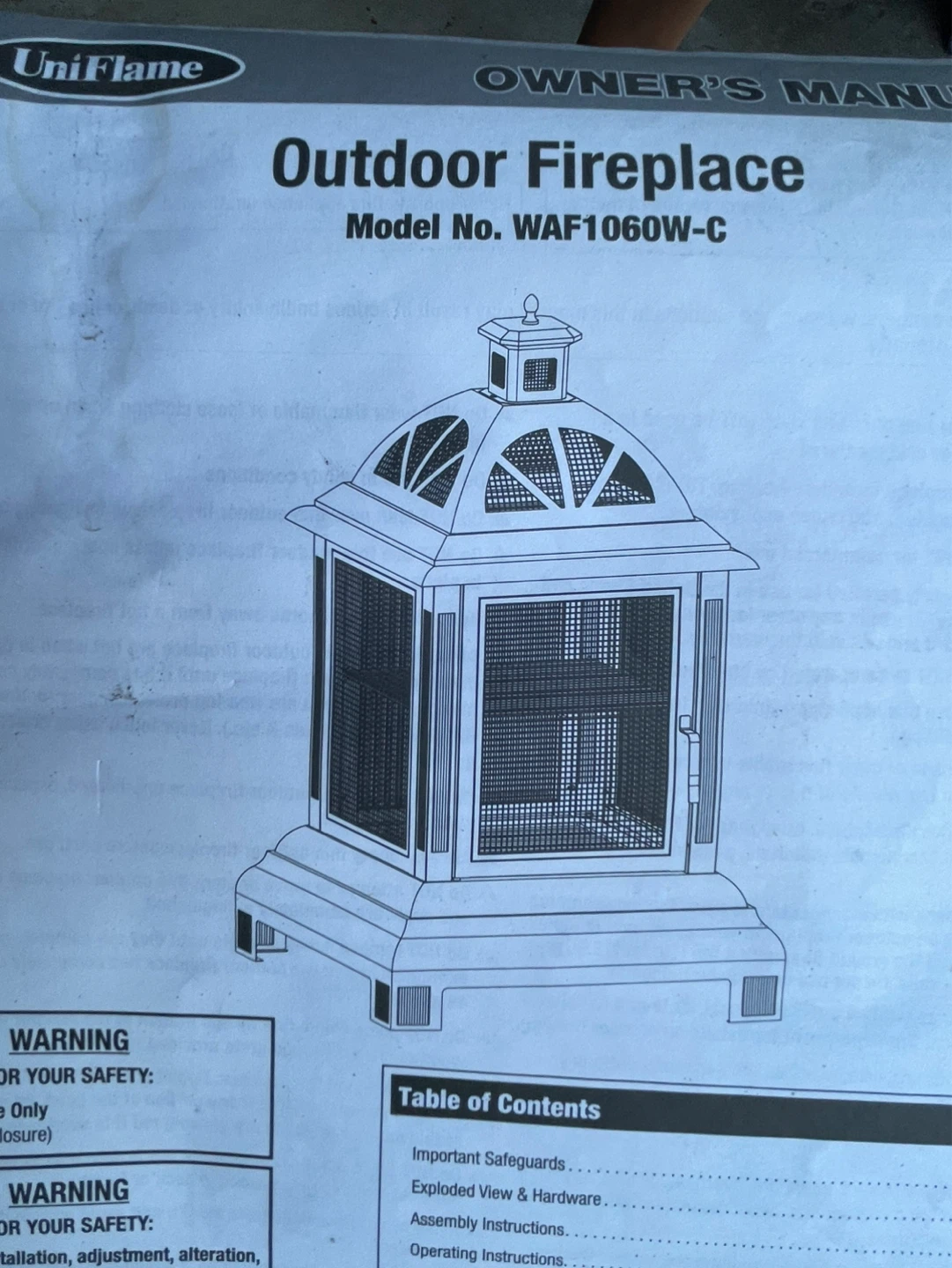 UniFlame Outdoor Fireplace WAF1060W-C