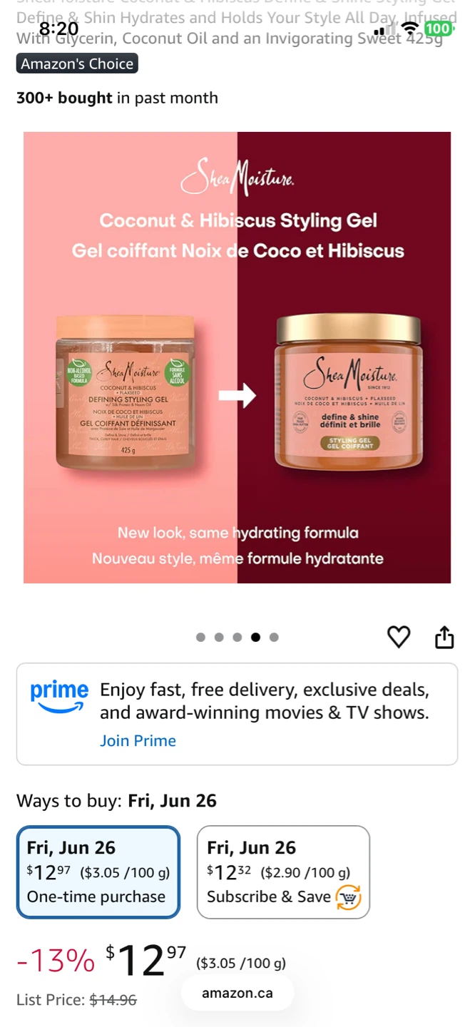 SheaMoisture Coconut & Hibiscus Curling Gel Soufflé