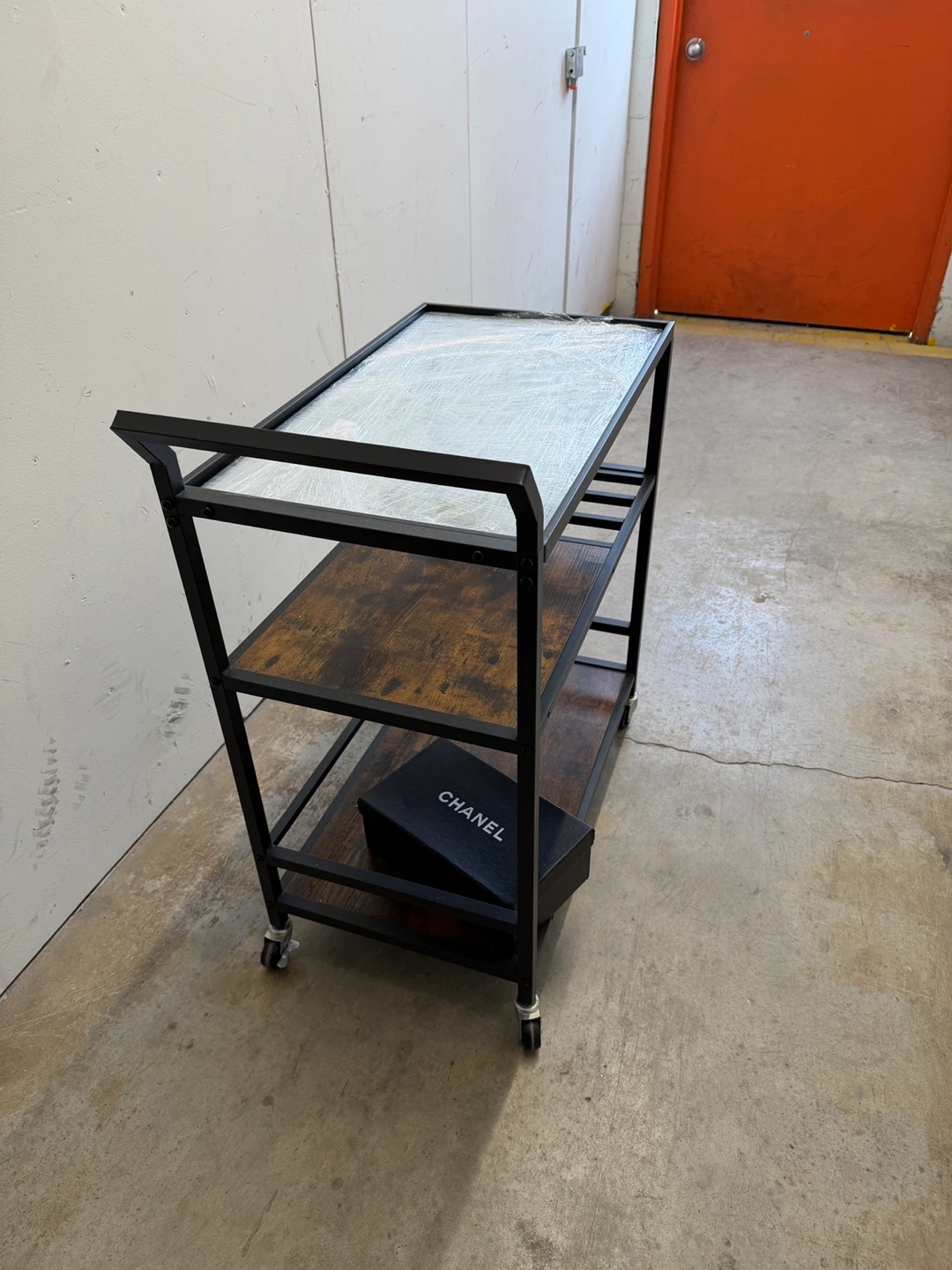 Industrial Style Bar Cart with Wheels