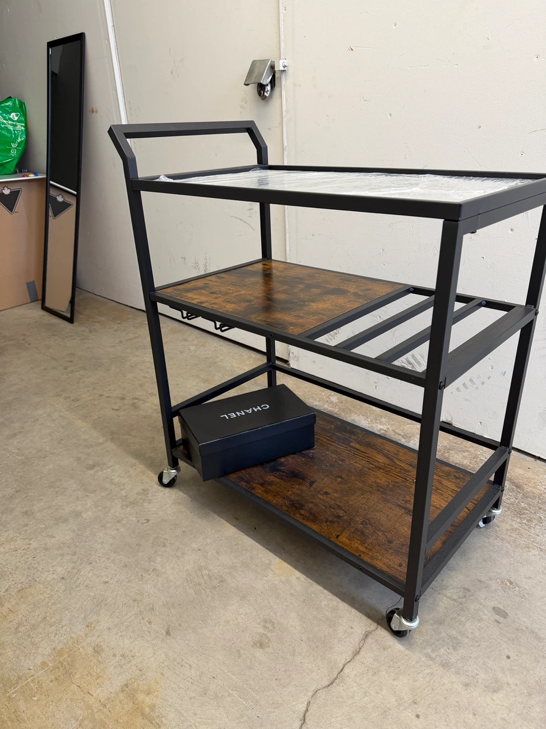 Industrial Style Bar Cart with Wheels - photo 2