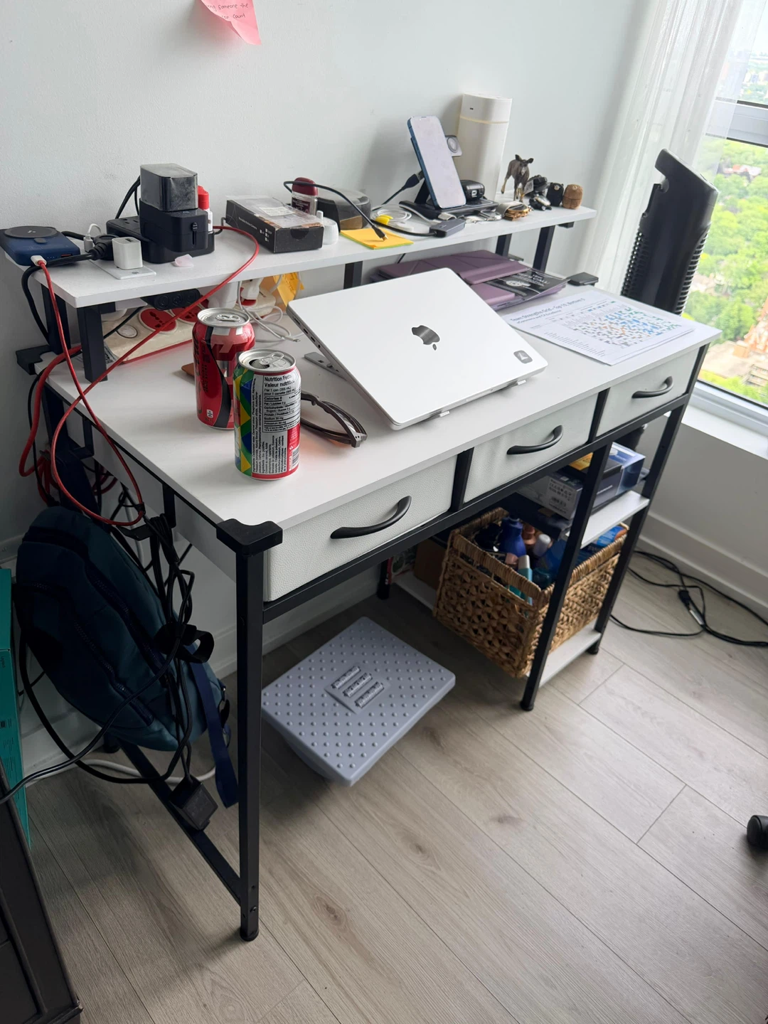 White Modern Desk with Drawers and multi color lights - photo 3