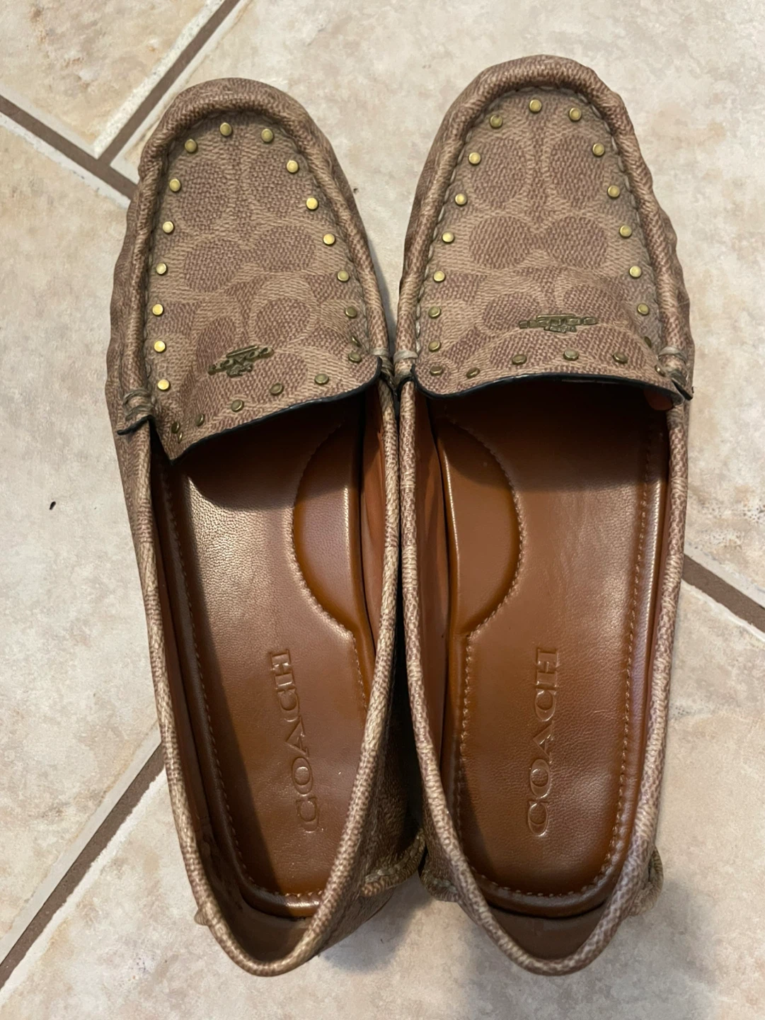 Coach Monogram Studded Loafers - Size 9