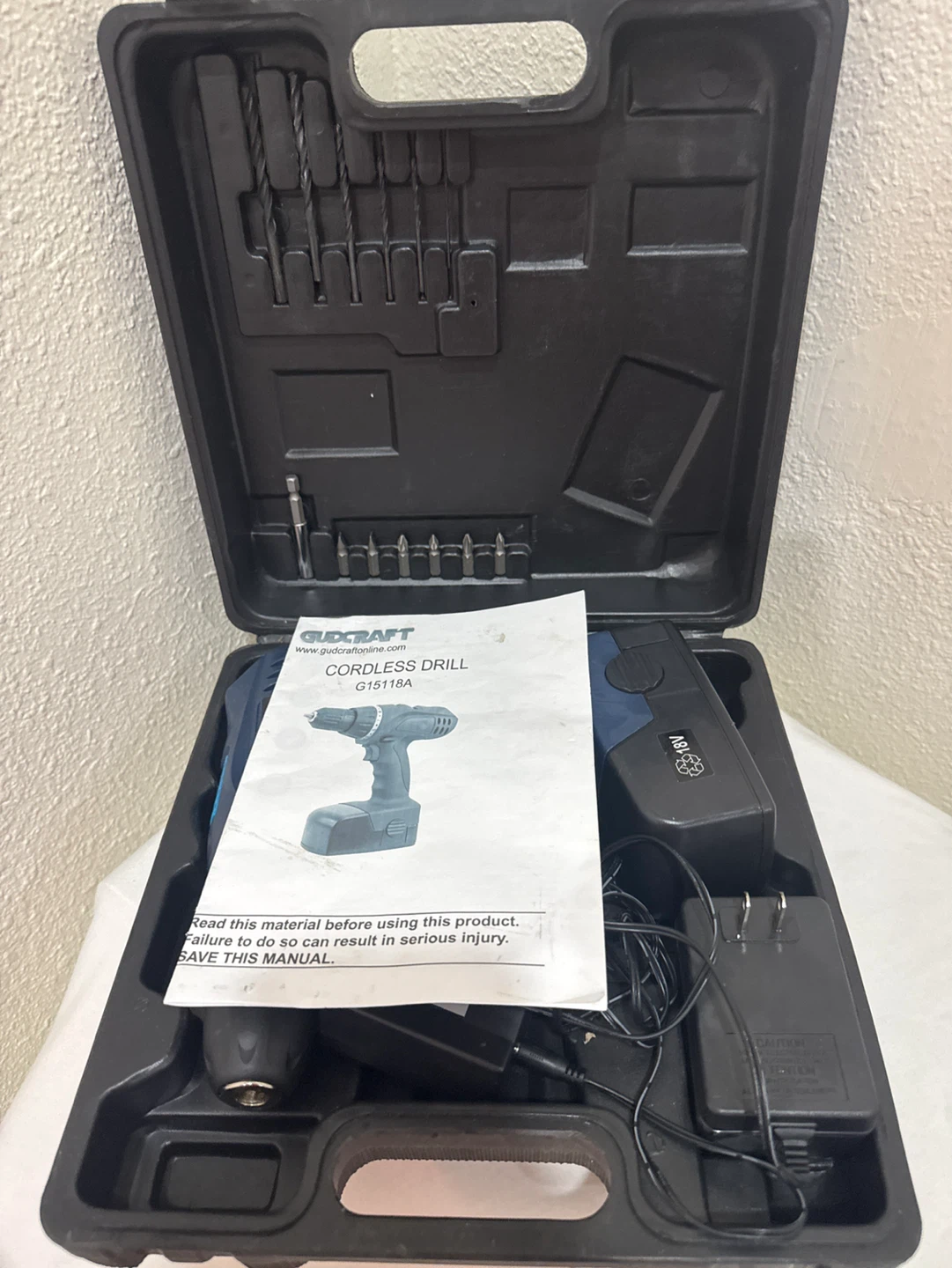 GURMCRAFT Cordless Drill 18V with Charger and Case - photo 4