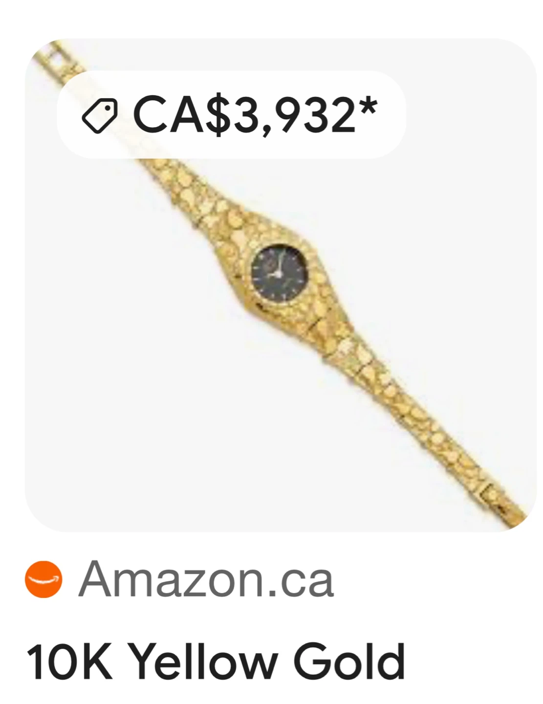 GENEVA CLASSIC 10k Gold Nugget Style Quartz Watch - photo 4