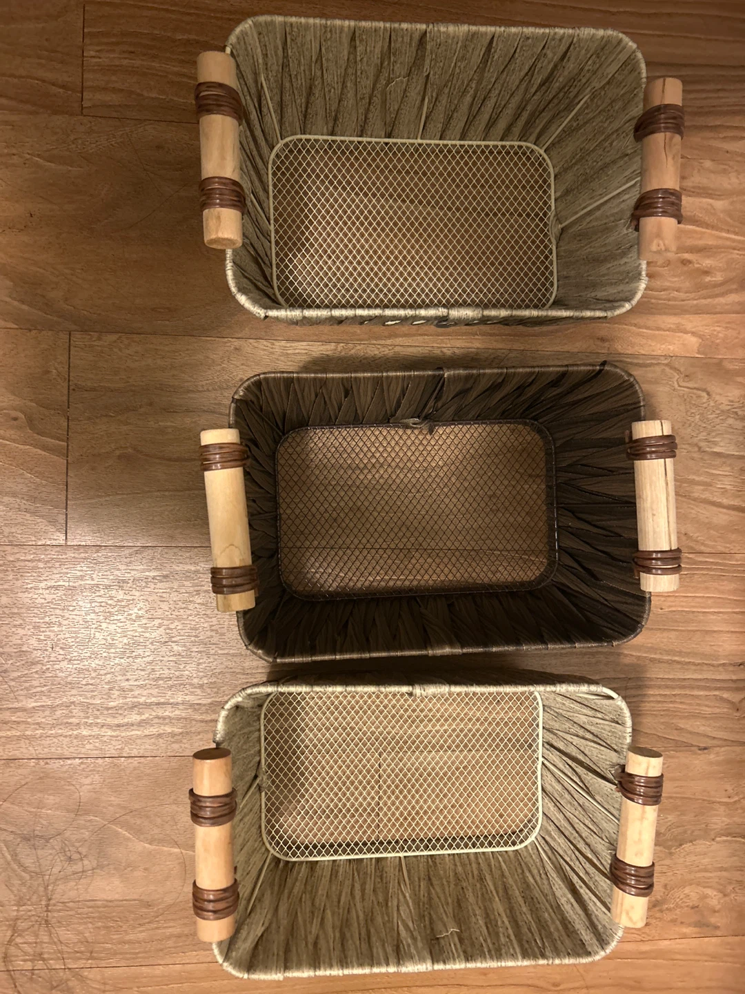 Set of 3 Woven Storage Baskets with Handles - photo 4