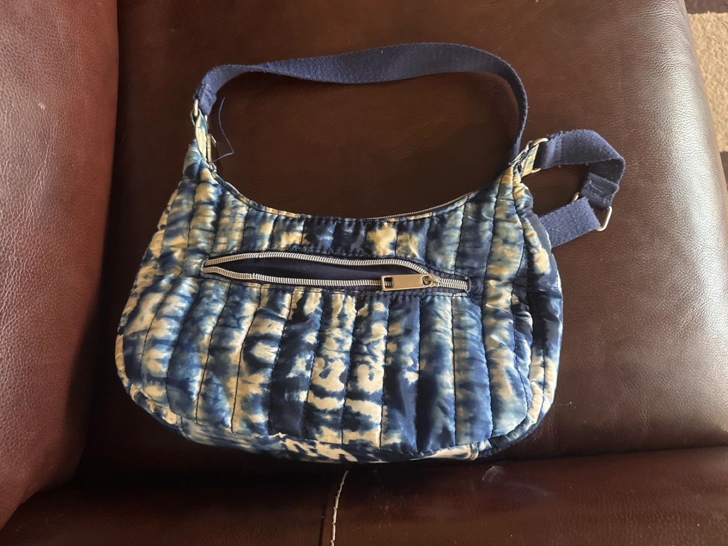 Blue Tie-Dye Quilted Shoulder Bag