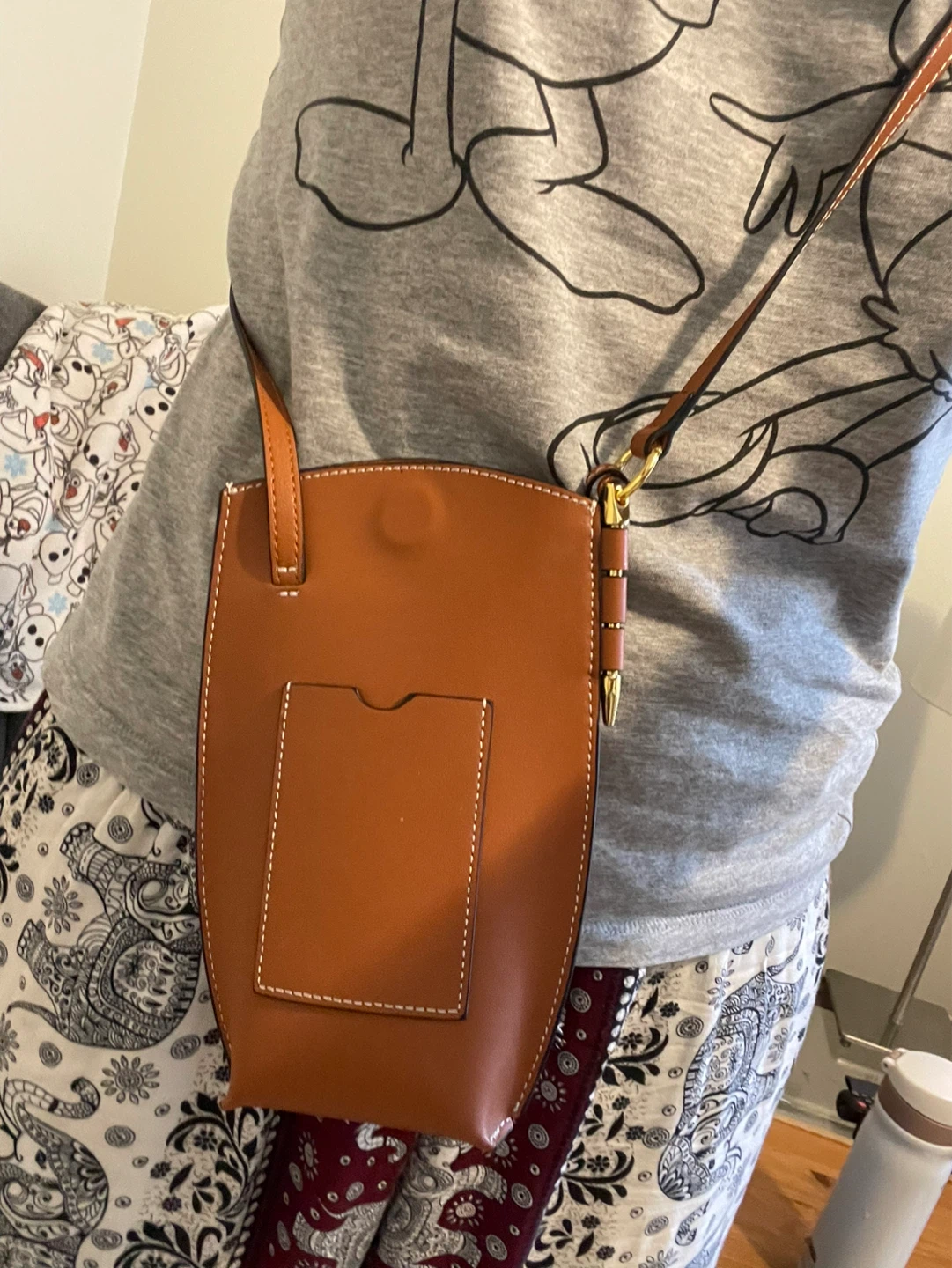 Brown Faux Leather Crossbody Phone Bag - photo 5